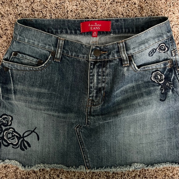 vintage hamiseta jeans denim mini skirt with floral pattern! - Picture 2 of 3